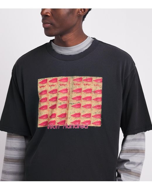 Won Hundred Black Oversized Houston Kisses T-Shirt for men