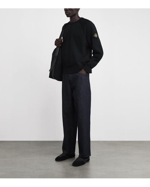 Stone Island Black Organic Cotton Raglan-Sleeve Sweatshirt for men