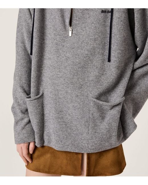 Miu Miu Gray Cashmere Half Zip Sweater