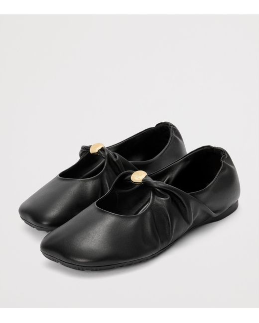 Loewe Black Leather Pebble Soft Ballet Flats