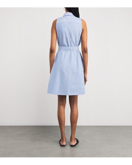Polo Ralph Lauren Blue Belted Oxford Sleeveless Mini Shirtdress