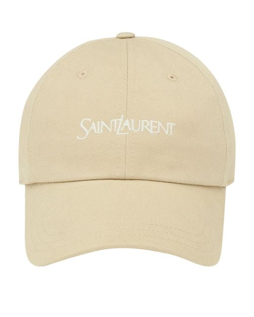 Saint Laurent Natural Cotton Logo Baseball Cap