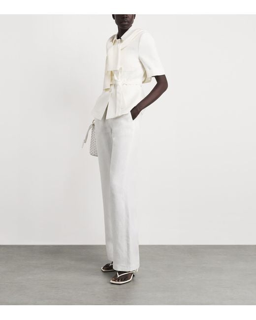 Eleventy White Linen Elasticated Trousers