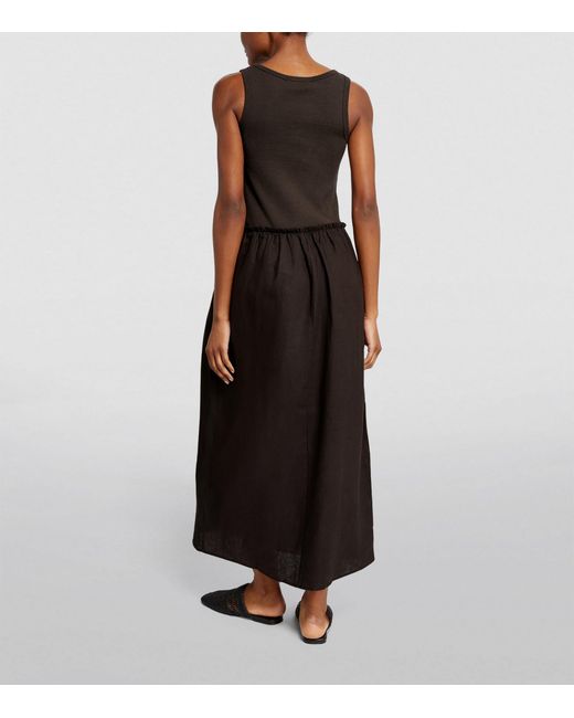 MAX&Co. Black Linen-jersey Maxi Dress