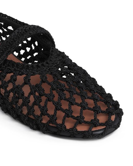 Alaïa Black Satin Crochet Ballet Flats
