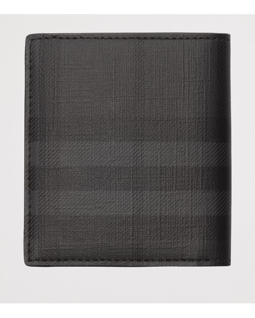 Burberry Black City Check Folding Card Holder for men