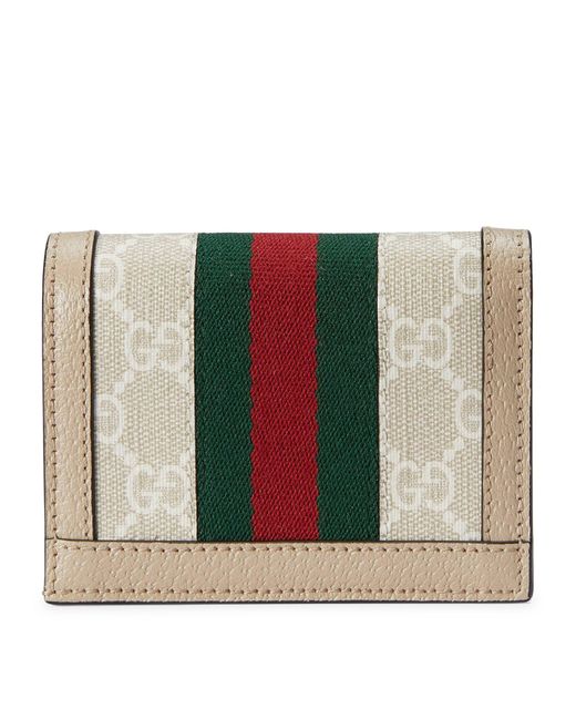 Gucci Natural Leather-Gg Supreme Canvas Ophidia Card Case Wallet
