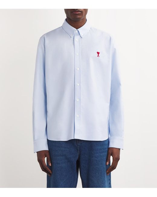 AMI Blue Cotton Ami De Coeur Shirt for men