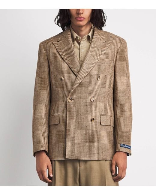 Polo Ralph Lauren Brown Linen-Silk-Wool Glenplaid Blazer for men