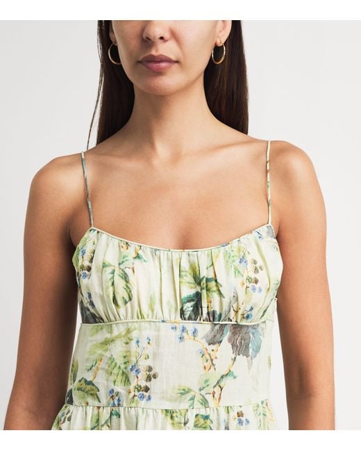 Doen White Ramie Floral Benoit Midi Dress