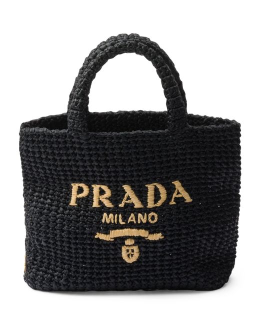 Prada Black Small Crochet Tote Bag