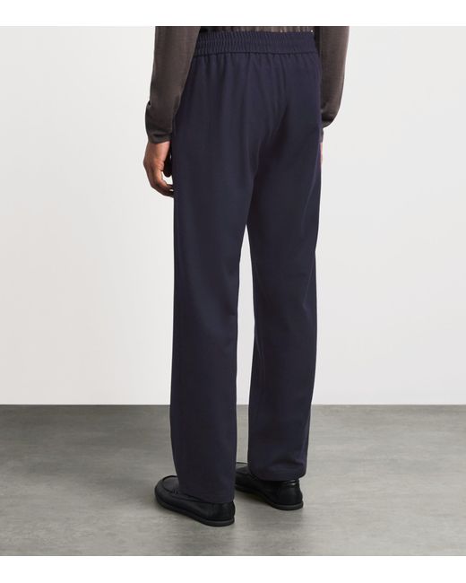 Colombo Blue Wool Drawstring Sweatpants for men