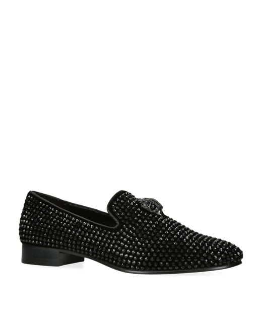 Kurt Geiger Black Embellished Ace Stud Loafers for men