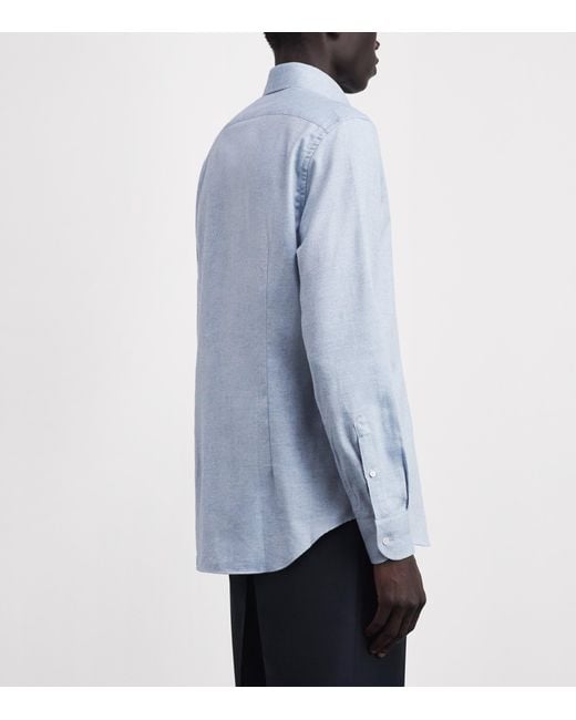 Corneliani Blue Cotton-Cashmere Shirt for men