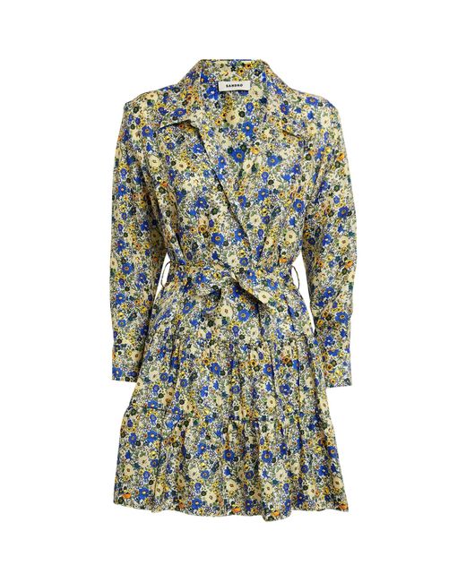 Sandro Silk Floral Dress in Blue Lyst