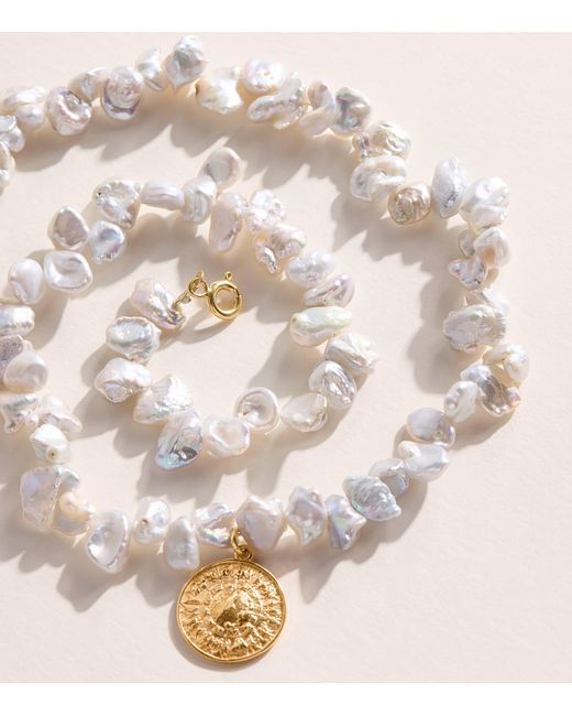 Hermina Athens Natural Freshwater Pearl Shield Pendant Necklace