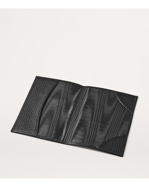 Aspinal Black Leather Passport Cover for men