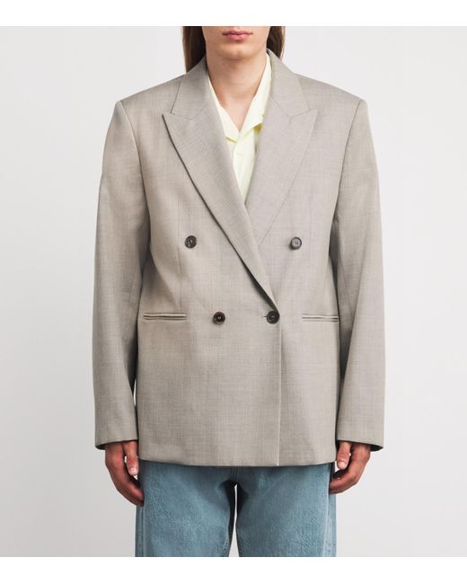 FRAME Gray Wool Double-Breasted Blazer for men
