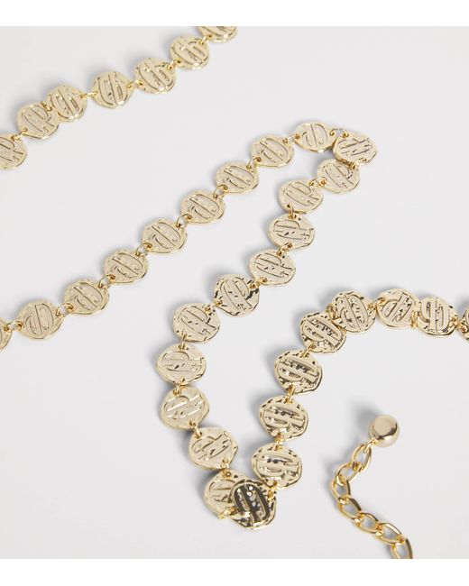 Claudie Pierlot Metallic Logo Embossed Chain Belt