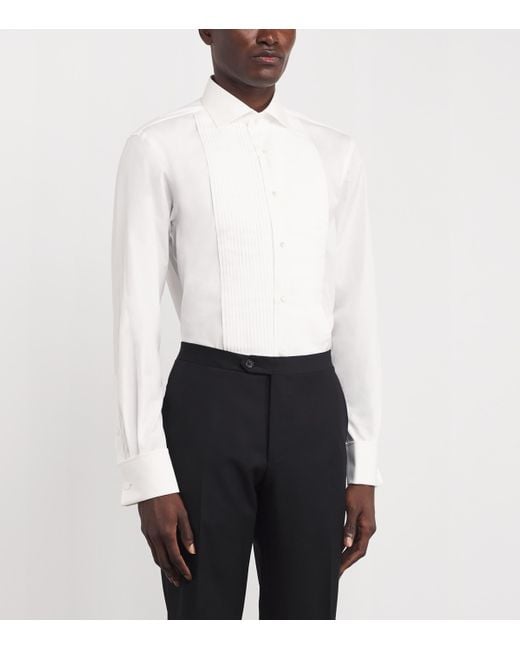 Ralph Lauren White Cotton Tuxedo Dress Shirt for men