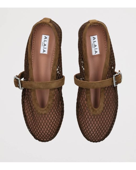 Alaïa Brown Mesh Ballet Flats