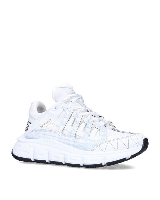 Versace Leather Trigreca Sneakers in White | Lyst