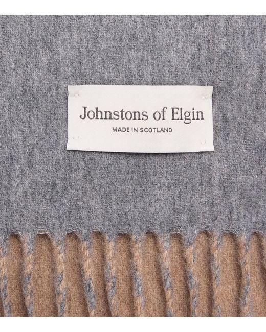 Johnstons Gray Cashmere Double-Face Scarf for men