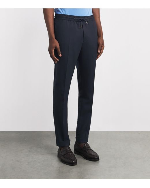 Paul Smith Blue Wool Drawstring Straight Trousers for men