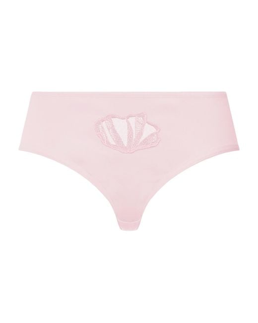 Hanro Pink Cotton Lace-Detail Rosaria Briefs