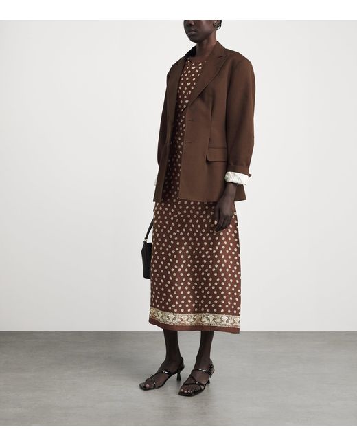 claudie pierlot brown dress Satin Printed Maxi in full_length_black red halter mini dress Color:ivory/pink ombre