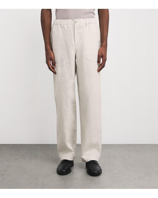 Belstaff White Linen Forge Trousers for men