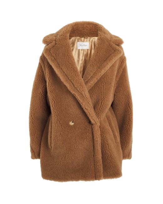 Max Mara Brown Alpaca-Blend Short Teddy Coat
