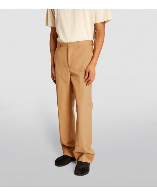 Palm Angels Natural Cotton-blend Tailored Trousers for men