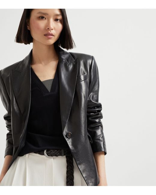Brunello Cucinelli Black Nappa Leather Blazer
