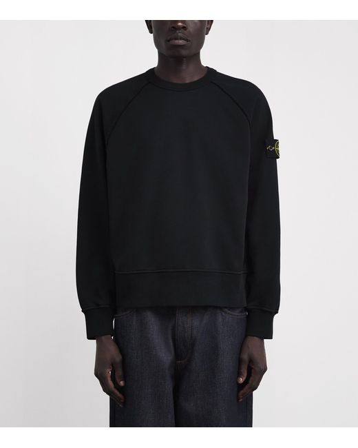 Stone Island Black Organic Cotton Raglan-Sleeve Sweatshirt for men
