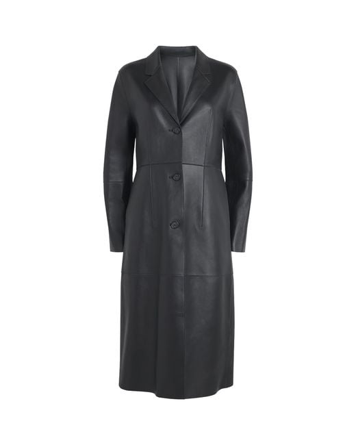 Totême Black Leather Trench Coat