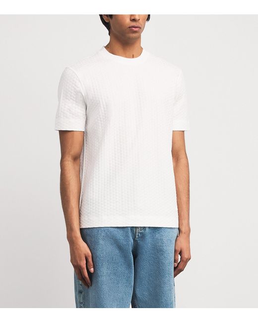 Emporio Armani White Cotton Embossed T-Shirt for men