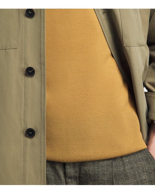 John Smedley Yellow Merino Wool Textured Polo Shirt for men