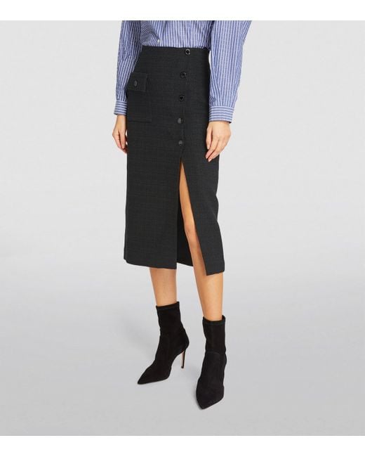 Sandro Black Tweed Midi Skirt