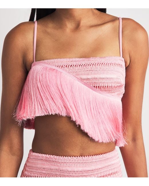 PATBO Pink Fringed Bra Top