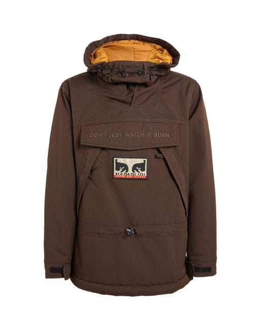 Napapijri Brown X Obey Skidoo Hooded Jacket for men