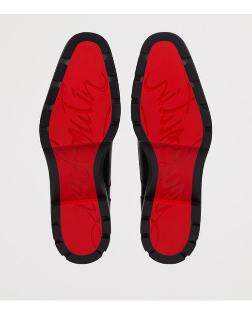 Christian Louboutin Black Davisol Lion Leather Derby Shoes for men