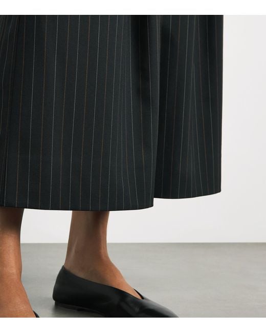 ME+EM Black Pinstripe Cropped Wide-Leg Trousers