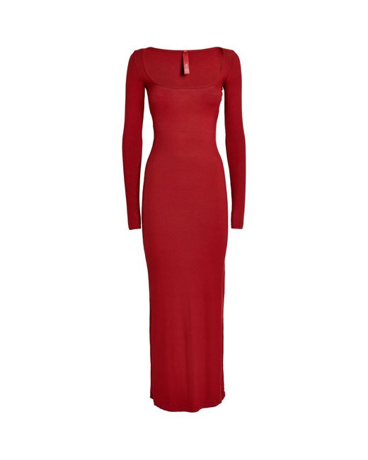 Skims Red Soft Lounge Maxi Dress