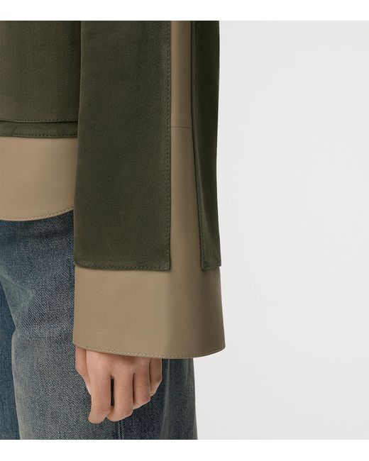 Loewe Green Suede And Leather Panelled Jacket
