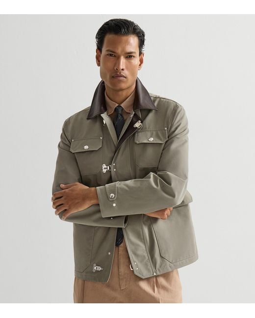 Brunello Cucinelli Green Cotton-Blend Gabardine Field Jacket for men
