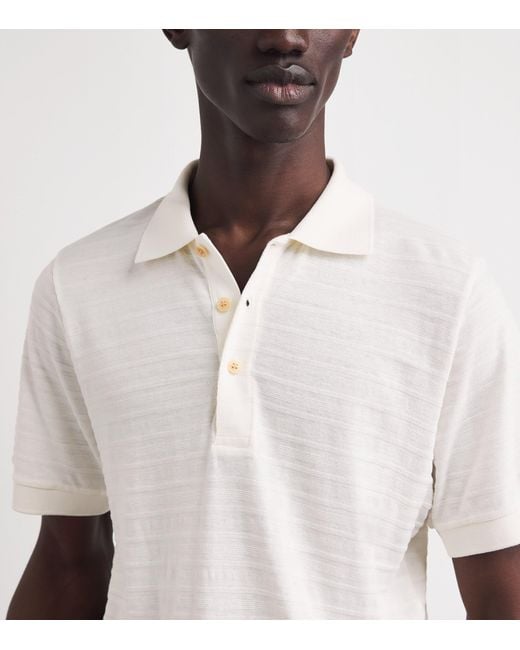 Oliver Spencer White Organic Cotton Jacquard Polo Shirt for men