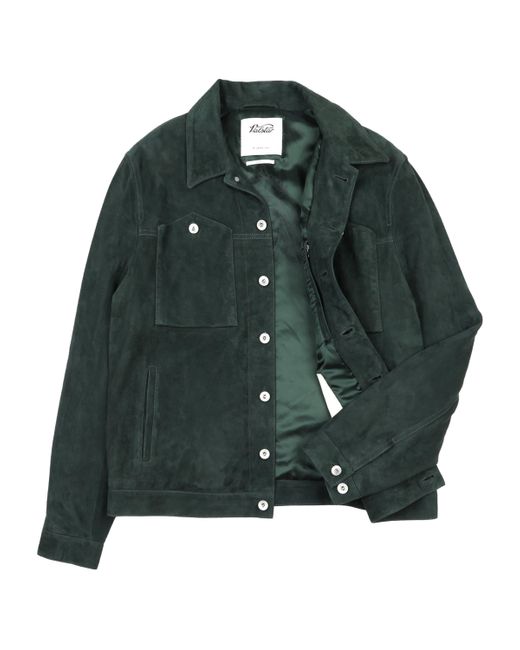 Valstar Green Suede Roundy Padded Trucker Jacket for men