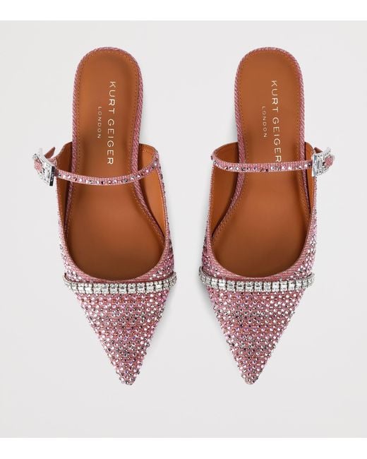 Kurt Geiger Pink Embellished Strass Flat Mules
