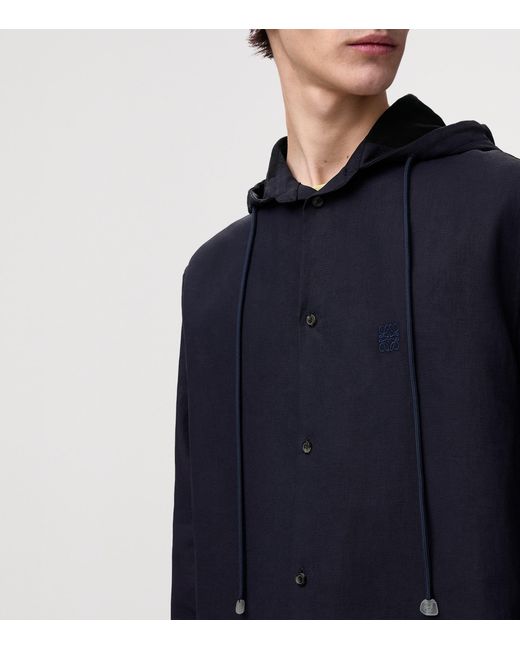 Loewe Blue X Paula's Ibiza Linen-Blend Hooded Anagram Shirt for men